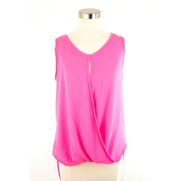Style Tree Hot Pink Wrap Front Blouse M - Picture 1 of 5